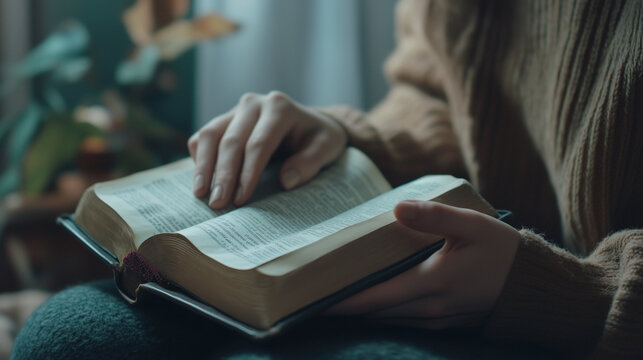 An open Bible held in two hands